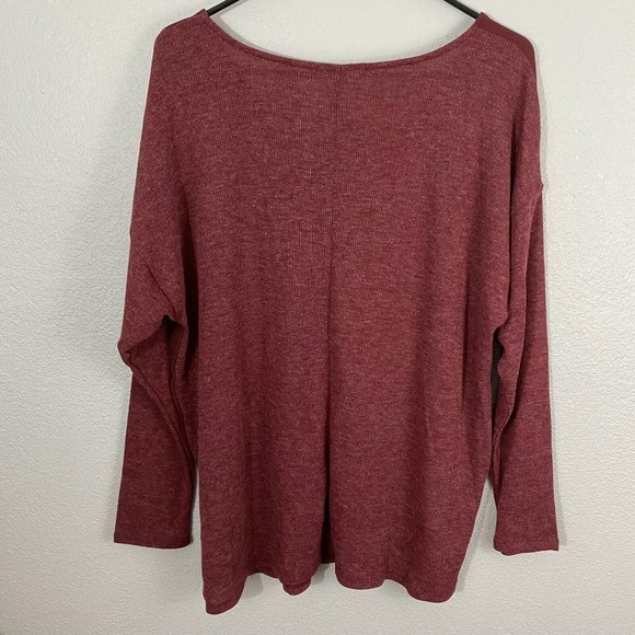 Lane Bryant LS Maroon 2fer V Neck Sweater/Top - Picture 7 of 7